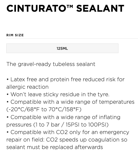Pirelli Cinturato SmartSeal Gravel Tubeless Sealant | 125ml | Tech Specs